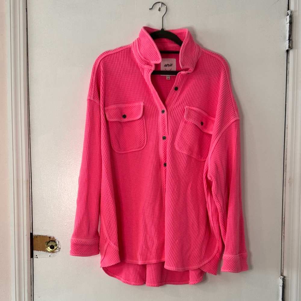 Aerie Hot Pink Waffle Knit Top